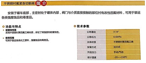 浙江嘉隆不銹鋼襯氟緊急切斷閥簡介 浙江嘉隆不銹鋼襯氟緊急切斷閥簡介